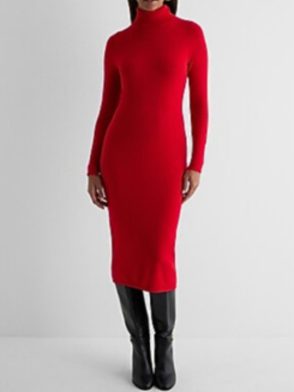 Express Lipstick Red Turtleneck Sweater Dress